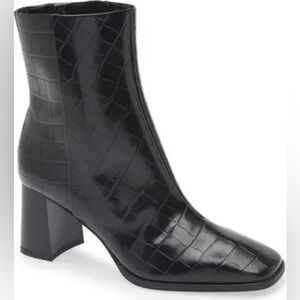 Nordstrom Black Croc-Patterned Ankle Booties